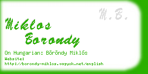 miklos borondy business card